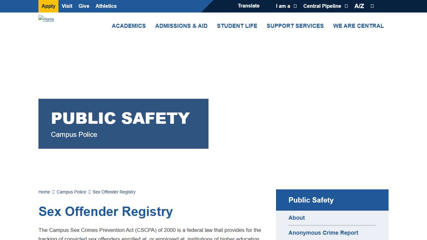 Sex Offender Registry Central